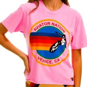 NWT AVIATOR NATION SIGNATURE BOYFRIEND TEE - LARGE - SOLD OUT! SURF, BEACH-NEW!